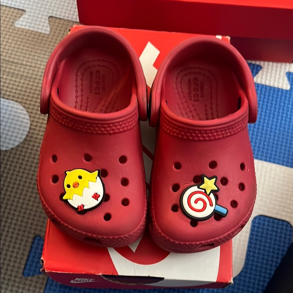 Crocs Red Kids Clogs with Fun Charms
